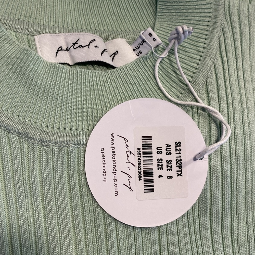Petal & Pup NEW Milleri Knit Bodycon Open Back Dress in Sage Green Size 4 - Picture 10 of 11